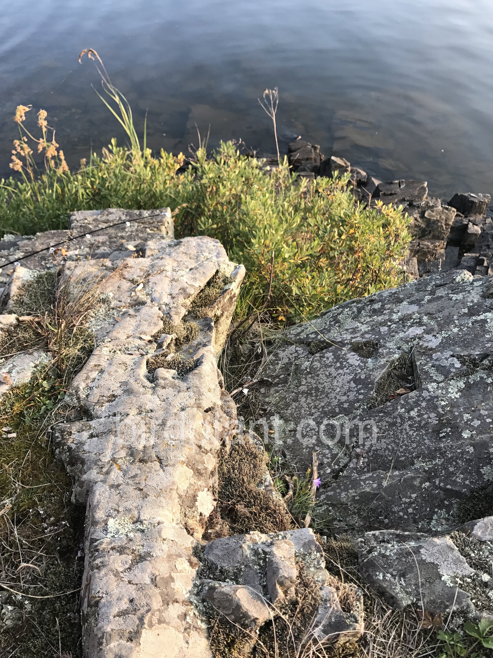 Ancient Rock At Lake